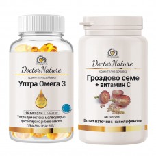Ултра Омега 3 - 90 капс х 1000мг + Dr. Nature Гроздово семе с вит С 60 капс